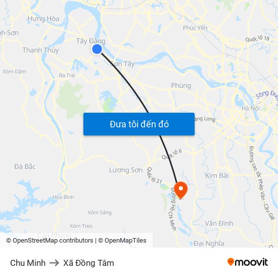 Chu Minh to Xã Đồng Tâm map