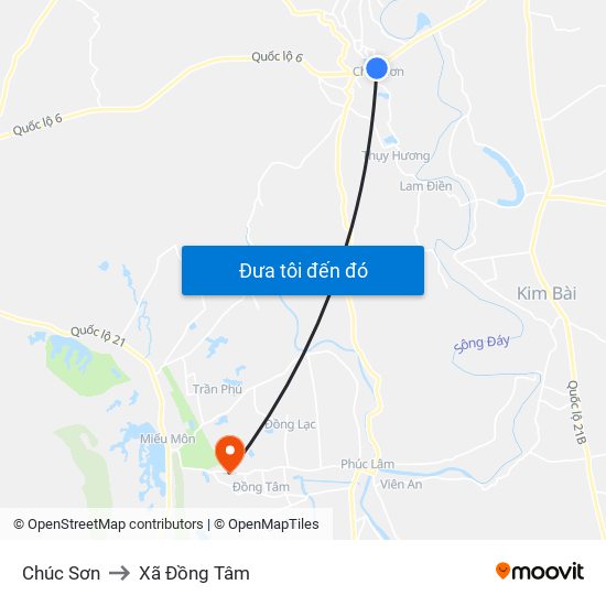 Chúc Sơn to Xã Đồng Tâm map