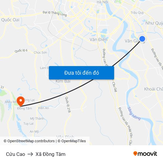 Cửu Cao to Xã Đồng Tâm map