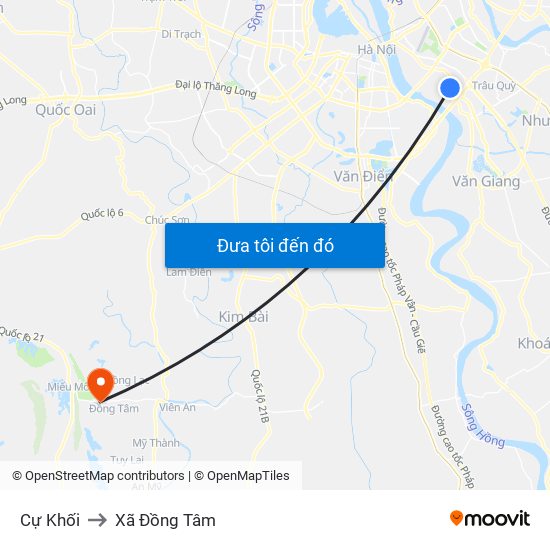 Cự Khối to Xã Đồng Tâm map