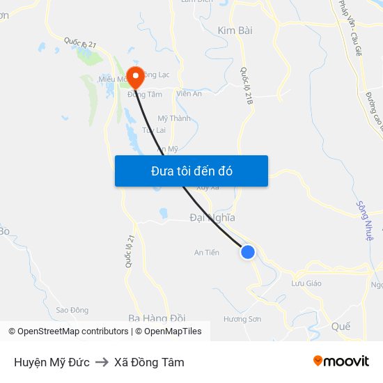 Huyện Mỹ Đức to Xã Đồng Tâm map