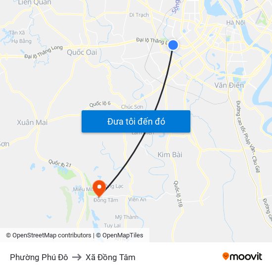 Phường Phú Đô to Xã Đồng Tâm map