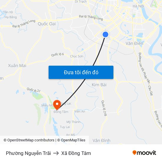 Phường Nguyễn Trãi to Xã Đồng Tâm map