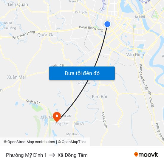 Phường Mỹ Đình 1 to Xã Đồng Tâm map