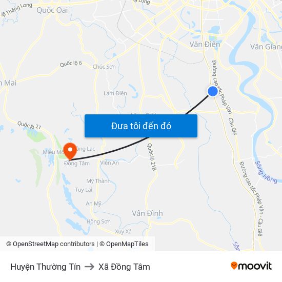 Huyện Thường Tín to Xã Đồng Tâm map