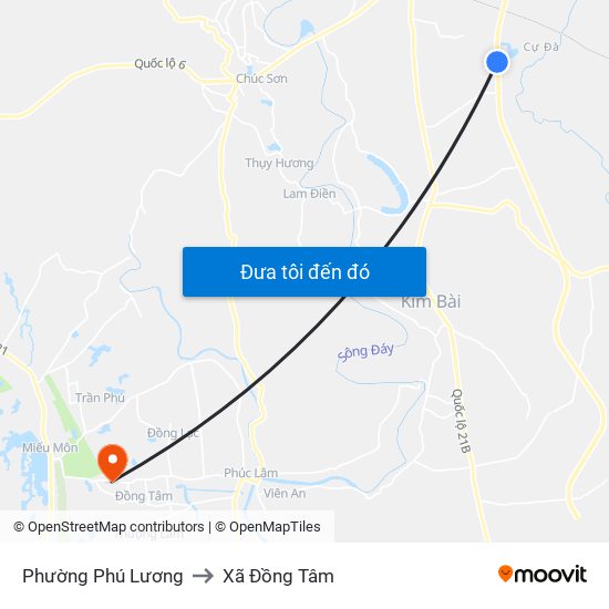 Phường Phú Lương to Xã Đồng Tâm map