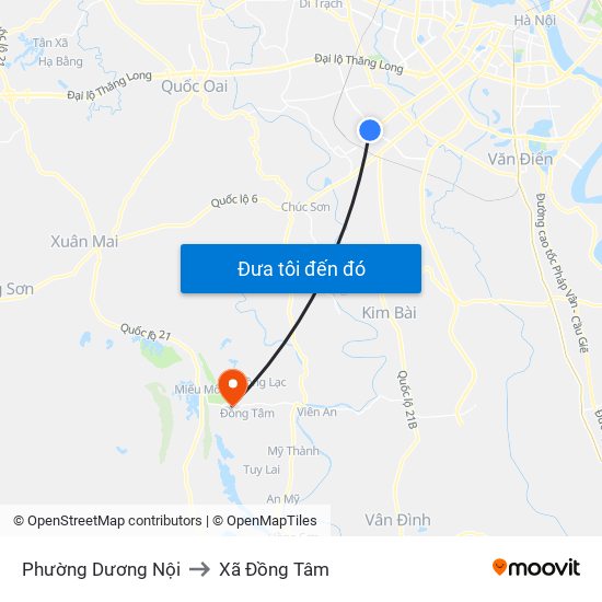 Phường Dương Nội to Xã Đồng Tâm map