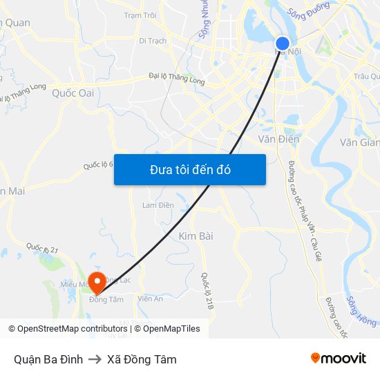 Quận Ba Đình to Xã Đồng Tâm map