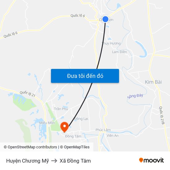 Huyện Chương Mỹ to Xã Đồng Tâm map