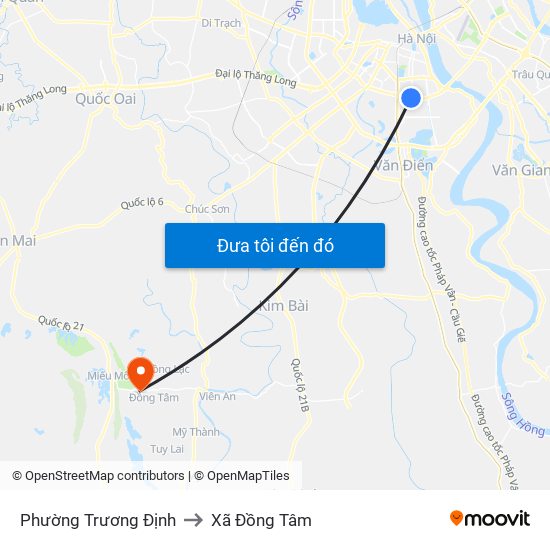 Phường Trương Định to Xã Đồng Tâm map