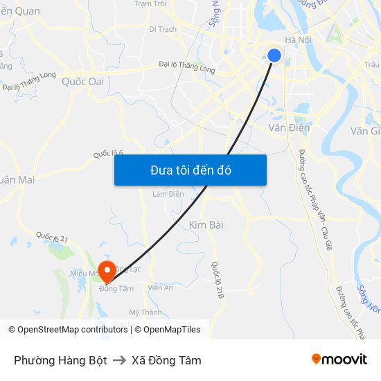 Phường Hàng Bột to Xã Đồng Tâm map