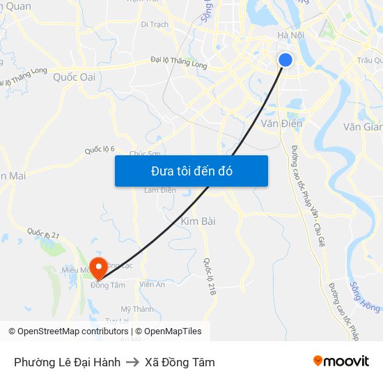 Phường Lê Đại Hành to Xã Đồng Tâm map