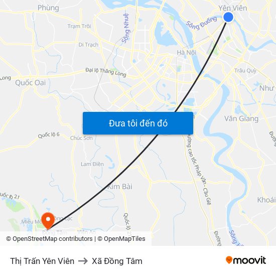 Thị Trấn Yên Viên to Xã Đồng Tâm map