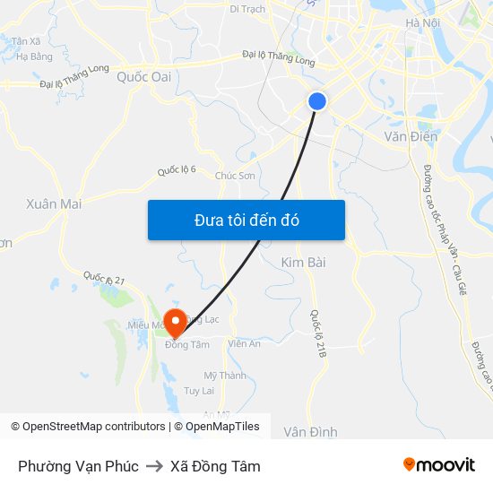 Phường Vạn Phúc to Xã Đồng Tâm map