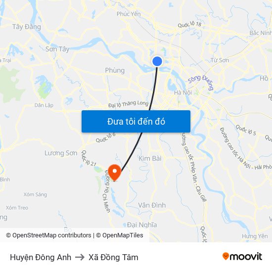 Huyện Đông Anh to Xã Đồng Tâm map