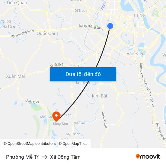 Phường Mễ Trì to Xã Đồng Tâm map