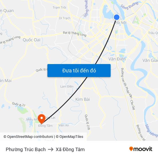 Phường Trúc Bạch to Xã Đồng Tâm map
