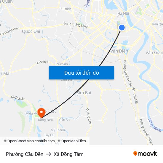 Phường Cầu Dền to Xã Đồng Tâm map