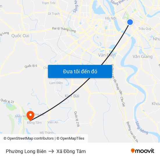 Phường Long Biên to Xã Đồng Tâm map