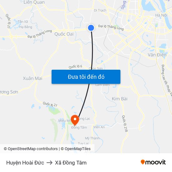 Huyện Hoài Đức to Xã Đồng Tâm map