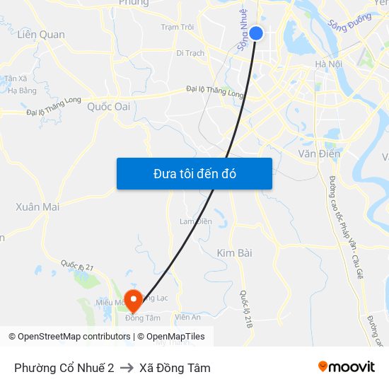 Phường Cổ Nhuế 2 to Xã Đồng Tâm map