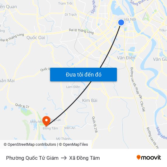 Phường Quốc Tử Giám to Xã Đồng Tâm map