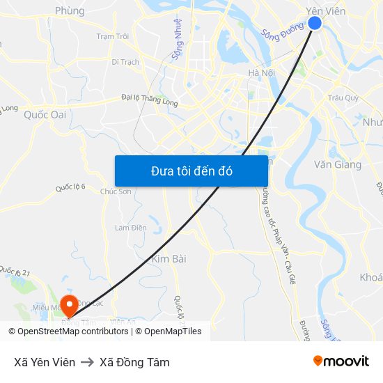 Xã Yên Viên to Xã Đồng Tâm map