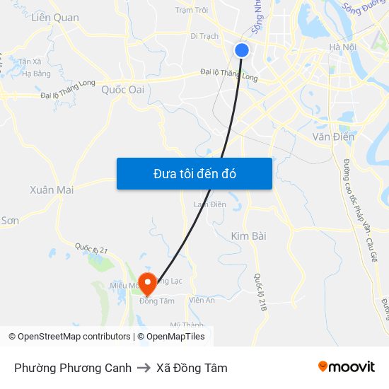 Phường Phương Canh to Xã Đồng Tâm map