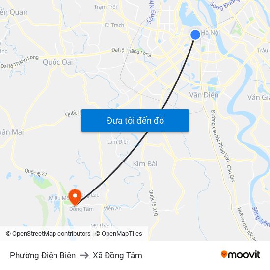 Phường Điện Biên to Xã Đồng Tâm map