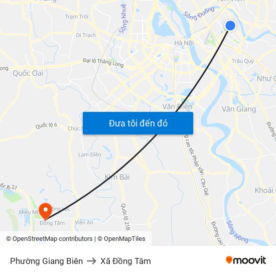 Phường Giang Biên to Xã Đồng Tâm map