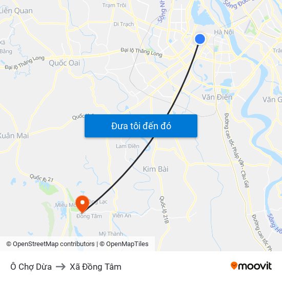 Ô Chợ Dừa to Xã Đồng Tâm map