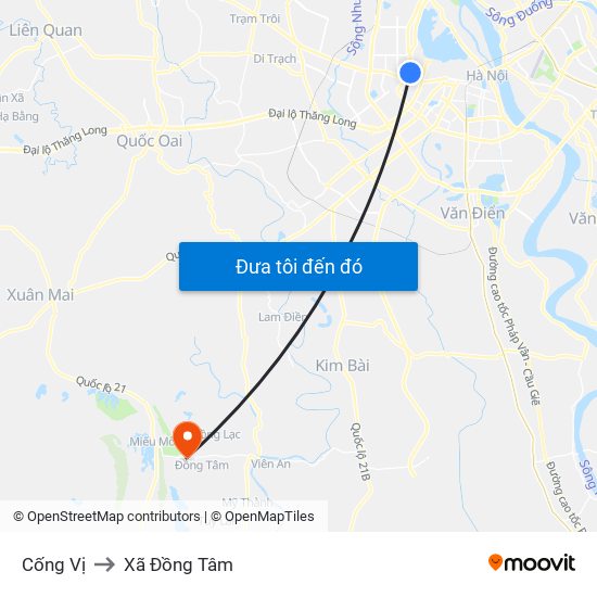 Cống Vị to Xã Đồng Tâm map