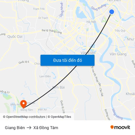 Giang Biên to Xã Đồng Tâm map
