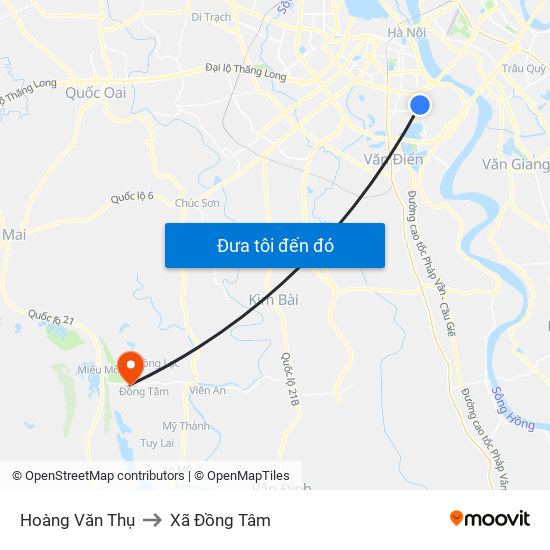 Hoàng Văn Thụ to Xã Đồng Tâm map