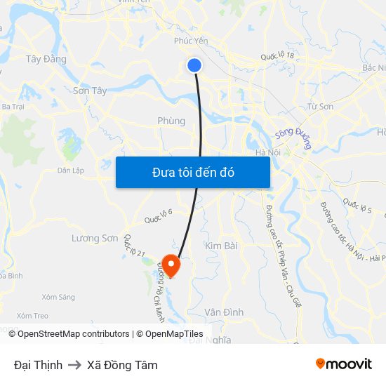 Đại Thịnh to Xã Đồng Tâm map