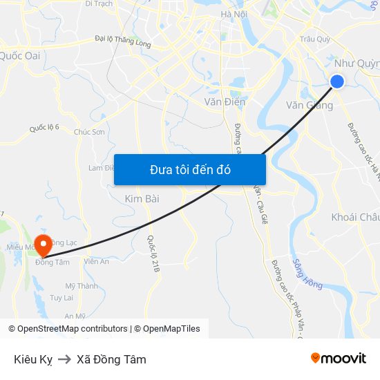 Kiêu Kỵ to Xã Đồng Tâm map