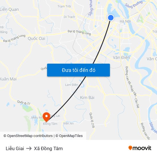 Liễu Giai to Xã Đồng Tâm map