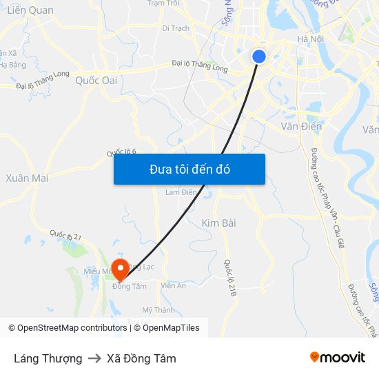 Láng Thượng to Xã Đồng Tâm map