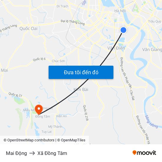 Mai Động to Xã Đồng Tâm map