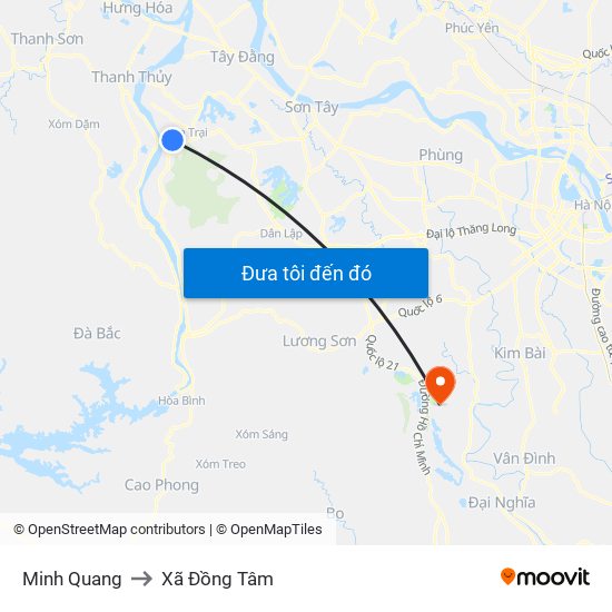 Minh Quang to Xã Đồng Tâm map
