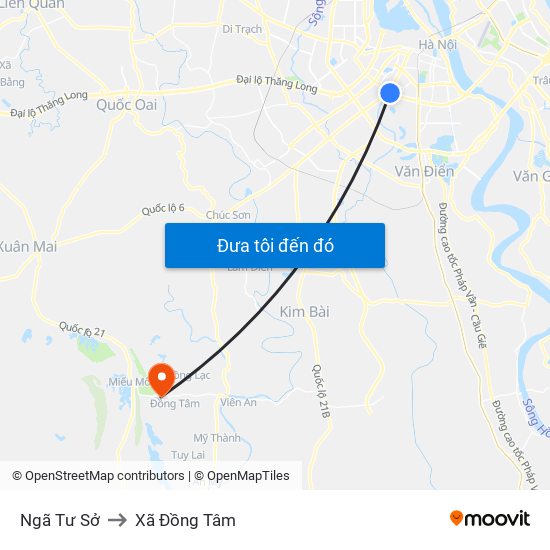 Ngã Tư Sở to Xã Đồng Tâm map