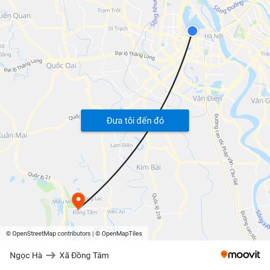 Ngọc Hà to Xã Đồng Tâm map