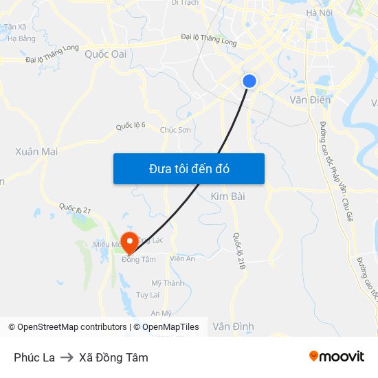 Phúc La to Xã Đồng Tâm map