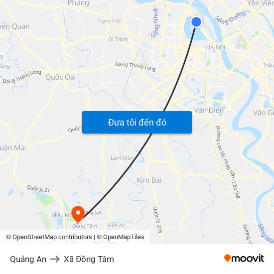 Quảng An to Xã Đồng Tâm map