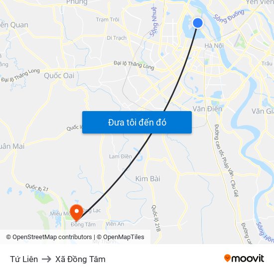 Tứ Liên to Xã Đồng Tâm map