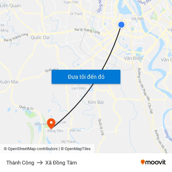 Thành Công to Xã Đồng Tâm map