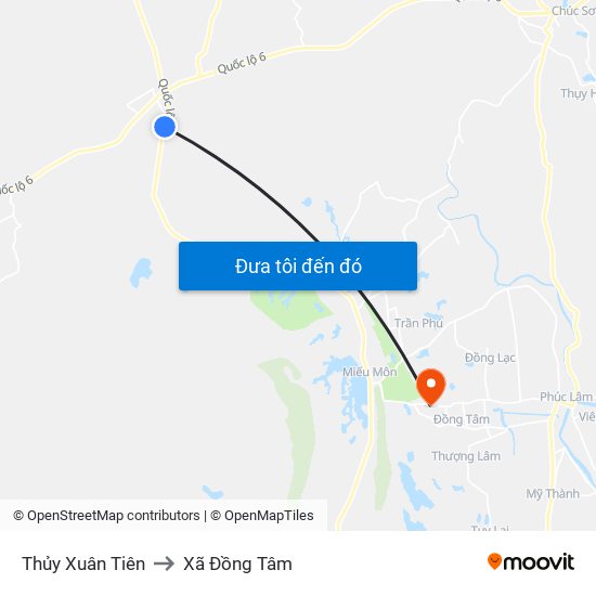 Thủy Xuân Tiên to Xã Đồng Tâm map