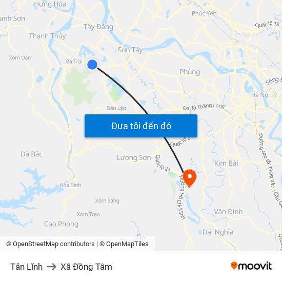 Tản Lĩnh to Xã Đồng Tâm map
