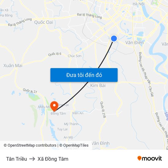 Tân Triều to Xã Đồng Tâm map