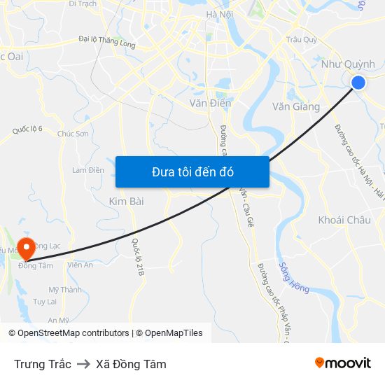 Trưng Trắc to Xã Đồng Tâm map